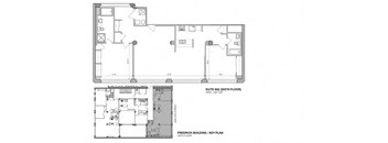 a floor plan of a house with two bedrooms and two bathrooms