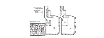a floor plan of a building with a staircase