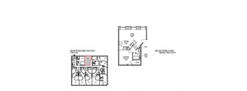 a floor plan of a house with two bedrooms and two bathrooms
