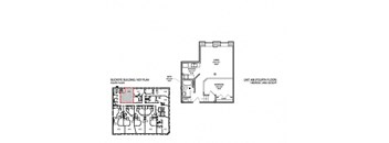a floor plan of a house with two bedrooms and two bathrooms