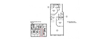 a floor plan of a house with two bedrooms and two bathrooms