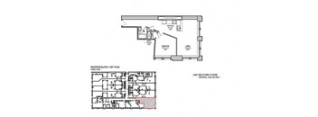 a floor plan of a house with a red line through it