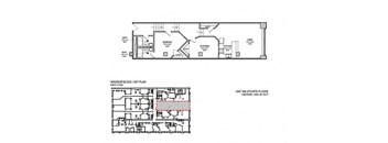 a floor plan of a house with two different elevations