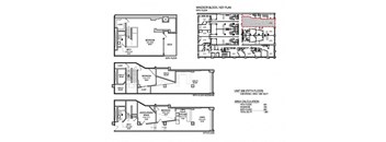 a set of three floor plans of a building