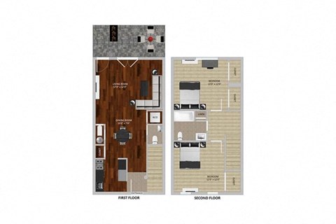 Harrison Two Bedroom Townhome at Heritage Apartments, Columbus