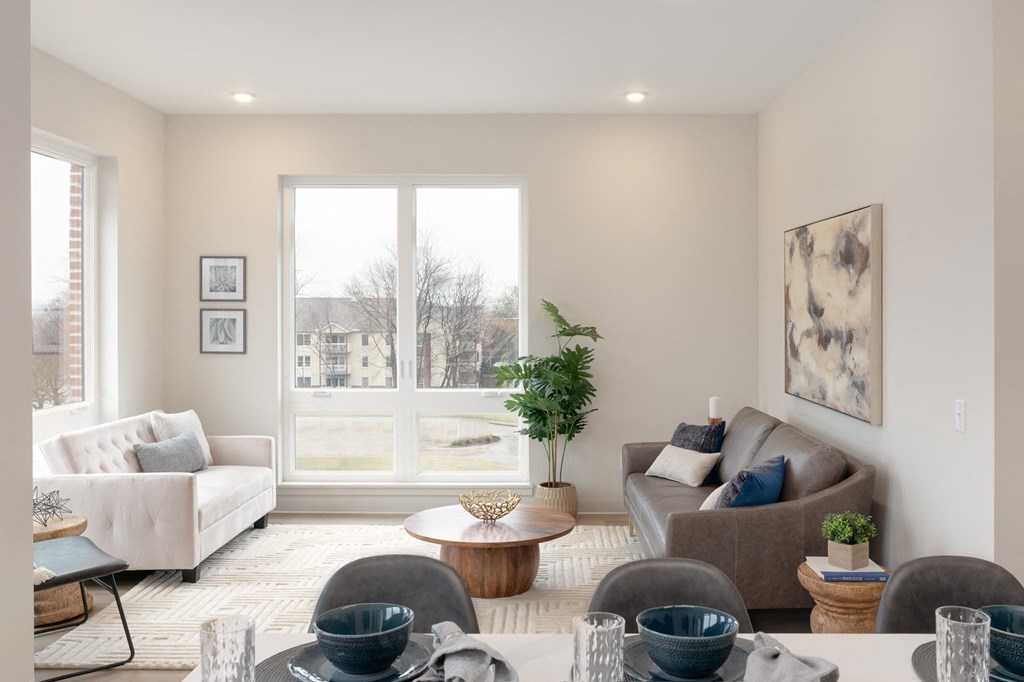 a living room with furniture and a large window in Rocky River, OH 44116