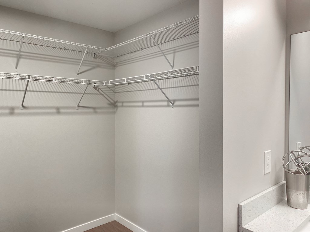 Master closet with built in shelving