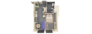 Studio 1 bath Floorplan at Life At Agora Apartments, Ohio