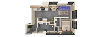 Studio 1 bath D Floorplan at Life At Agora Apartments, Cleveland, Ohio