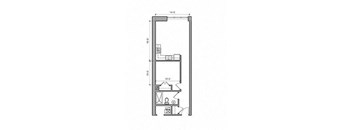 1 Bed 1 Bath 14-S Floor Plan at East 4th Street, Cleveland, OH, 44115
