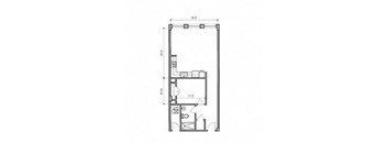 a floor plan of a room with a bathroom and a closet