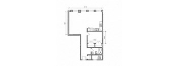 a floor plan of a small house with a bedroom and a living room
