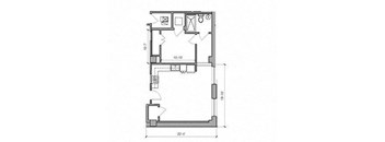 the floor plan of a small house with a bedroom and a living room