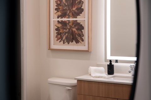 A white toilet sits next to a sink in a bathroom.