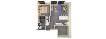 1 bed 1 bath Floorplan at Life At Agora Apartments, Ohio