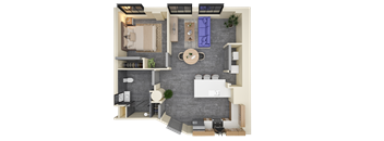 1 bed 1 bath A Floorplan at Life At Agora Apartments, Ohio, 44103