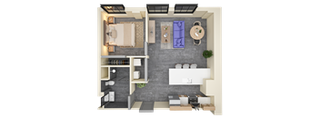 1 bed 1 bath C Floorplan at Life At Agora Apartments, Cleveland, OH
