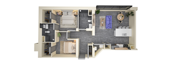 2 bed  2 bath Floorplan at Life At Agora Apartments, Cleveland