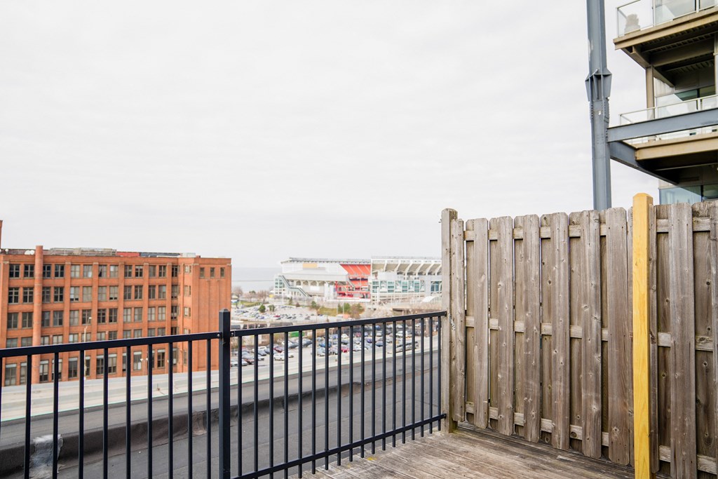 the view of the city from the private deck