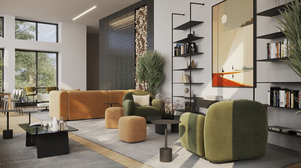 clubroom with lounge space and fireplace in Rocky River, OH 44116