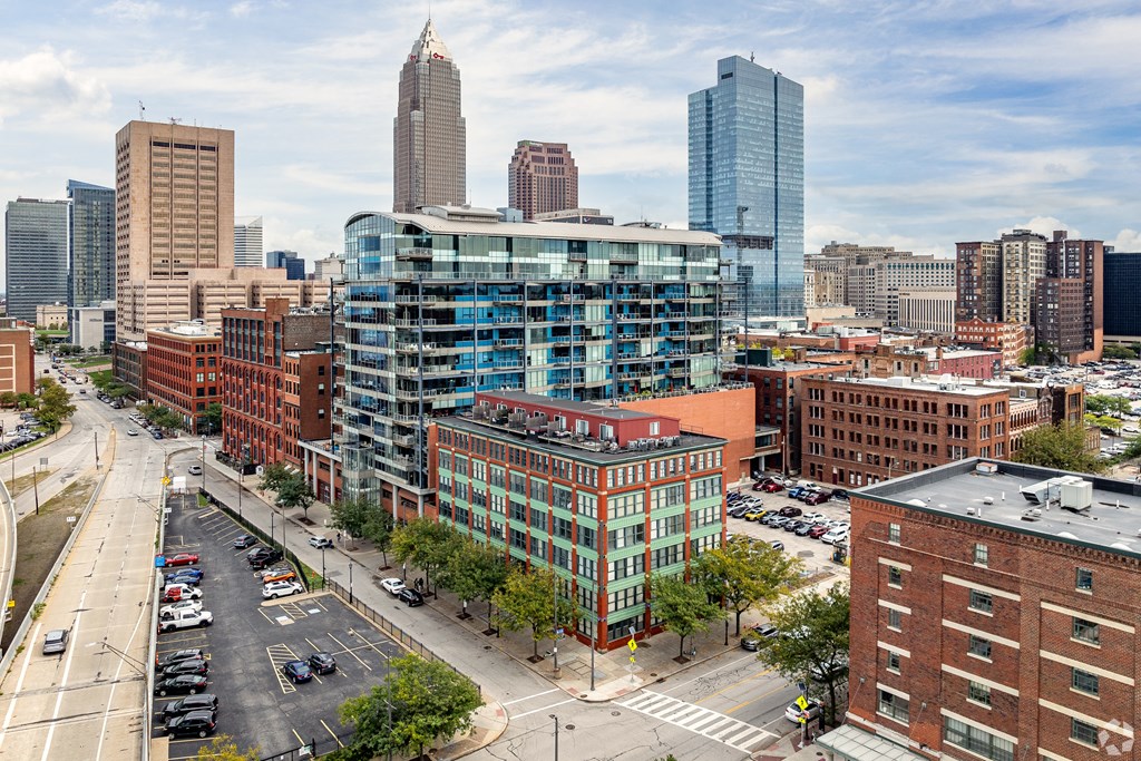 a view of the city from above