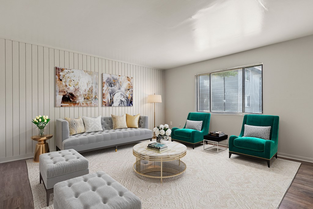 Spacious living room at Commons At Waters Edge, Columbus, 43232
