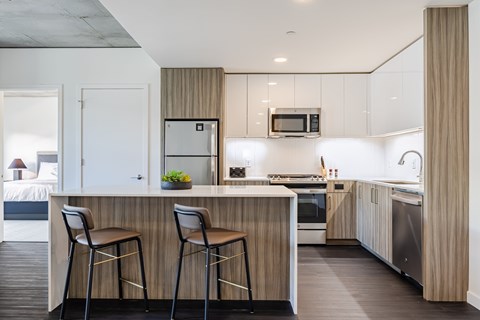 Stainless-Steel, Modern Appliances and Slow-Closing, Fine-Grained Walnut Cabinets * | The Sutton, Portland OR