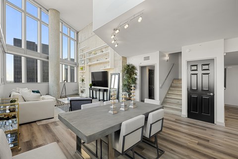 Penthouse living room at 1600 Vine in Hollywood, CA.
