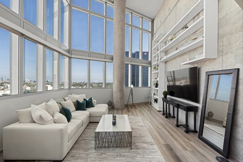 Floor-to-ceiling windows at 1600 Vine in Hollywood, CA.