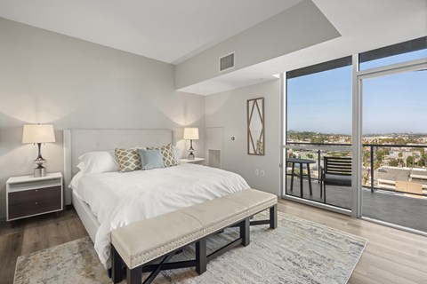 Spacious bedroom at 1600 Vine in Hollywood, CA.