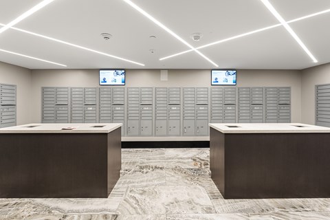 Mail room at 1600 Vine in Hollywood, CA.