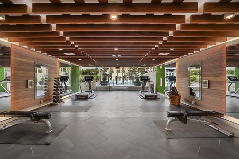 Outdoor fitness studio at 1600 Vine in Hollywood, CA.