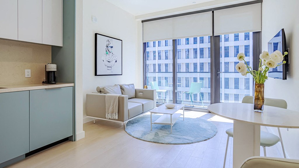 living room and dining area Sentral Beverly Hills apartments