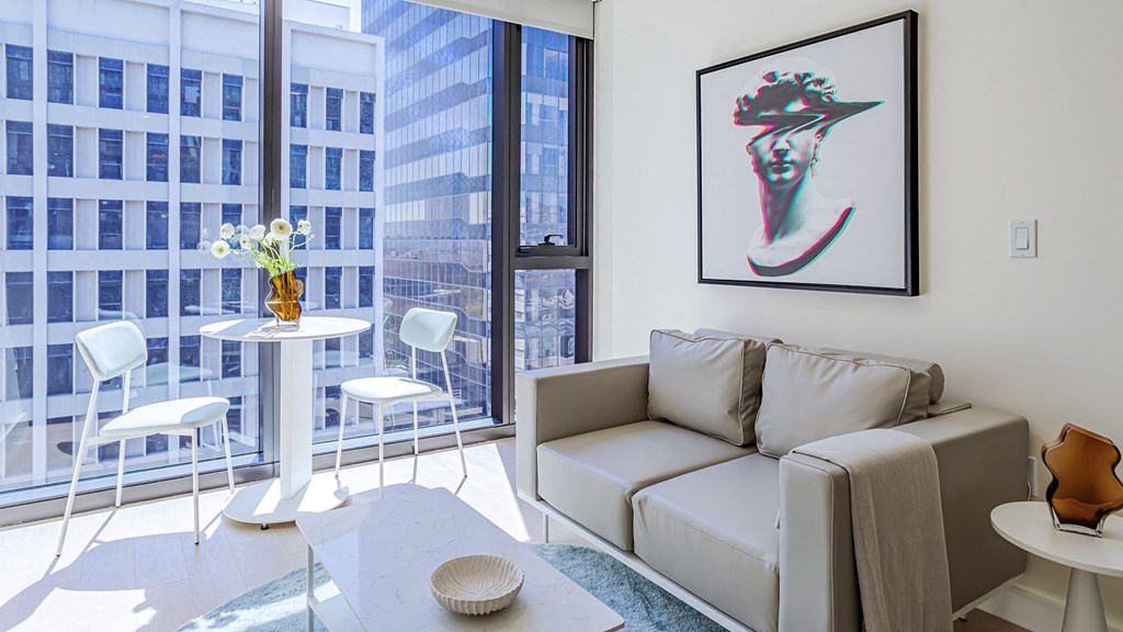 living room and dining area Sentral Beverly Hills apartments