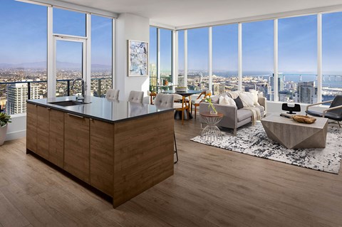 Penthouse view at Diega in San Diego, CA.