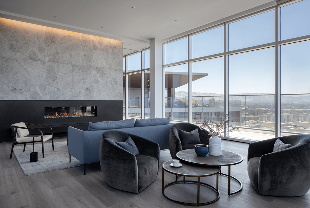 miro skylounge with fire pit and floor to ceiling windows