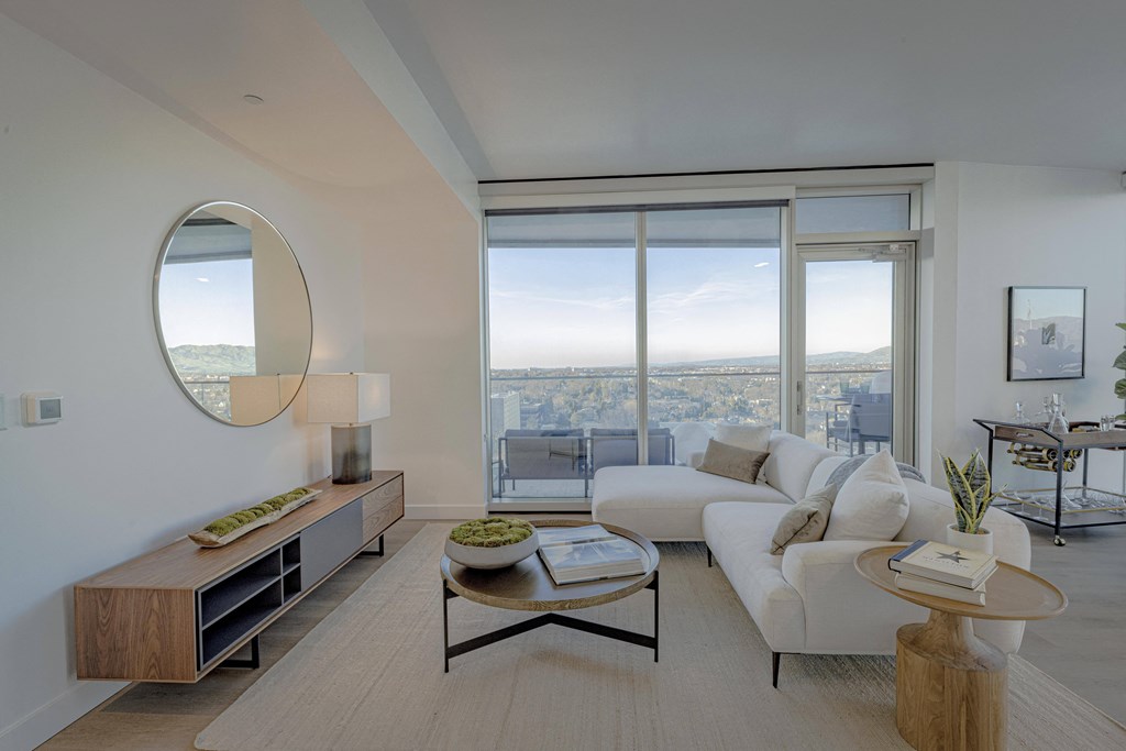 open living room with balcony