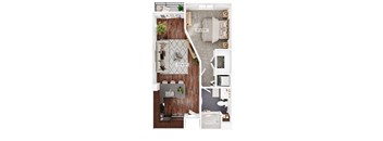 A1 One bedroom floorplan in Playa Vista CA