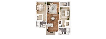 B1 Two bedroom floor plan at Reveal Playa Vista in Playa Vista, CA.