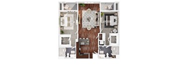 B2 Two bedroom floor plan at Reveal Playa Vista in Playa Vista, CA.