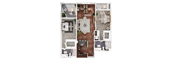 B3 Two bedroom floor plan at Reveal Playa Vista in Playa Vista, CA.