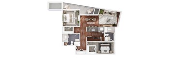 B4 Two bedroom floor plan at Reveal Playa Vista in Playa Vista, CA.