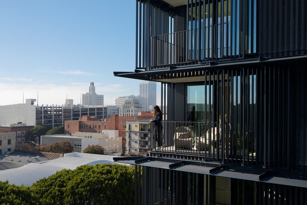 exterior shot of balcony overlooking Santa Monica