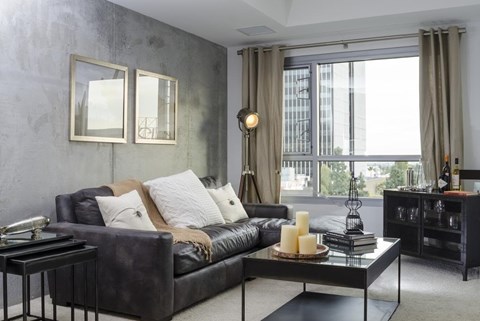 Living space at 1600 Vine in Hollywood, CA.