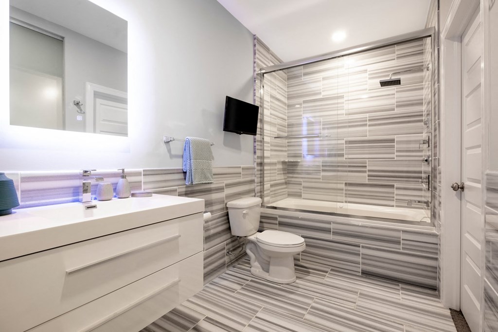 Spacious apartment bathroom