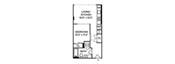 Sentral First Hill A1 1BR 1BA Floor Plan