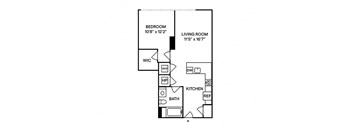 Sentral DTLA 755 A1 1BR 1BA Floor Plan