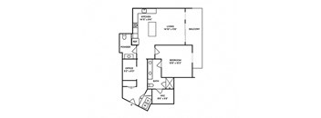 Sentral Old Town - A17 1BR 1BA Floor Plan