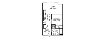 Sentral SLU - A2 1BR 1BA Floor Plan