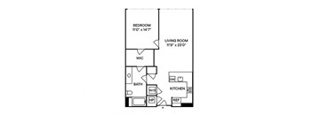 Sentral DTLA 755 A2 1BR 1BA Floor Plan